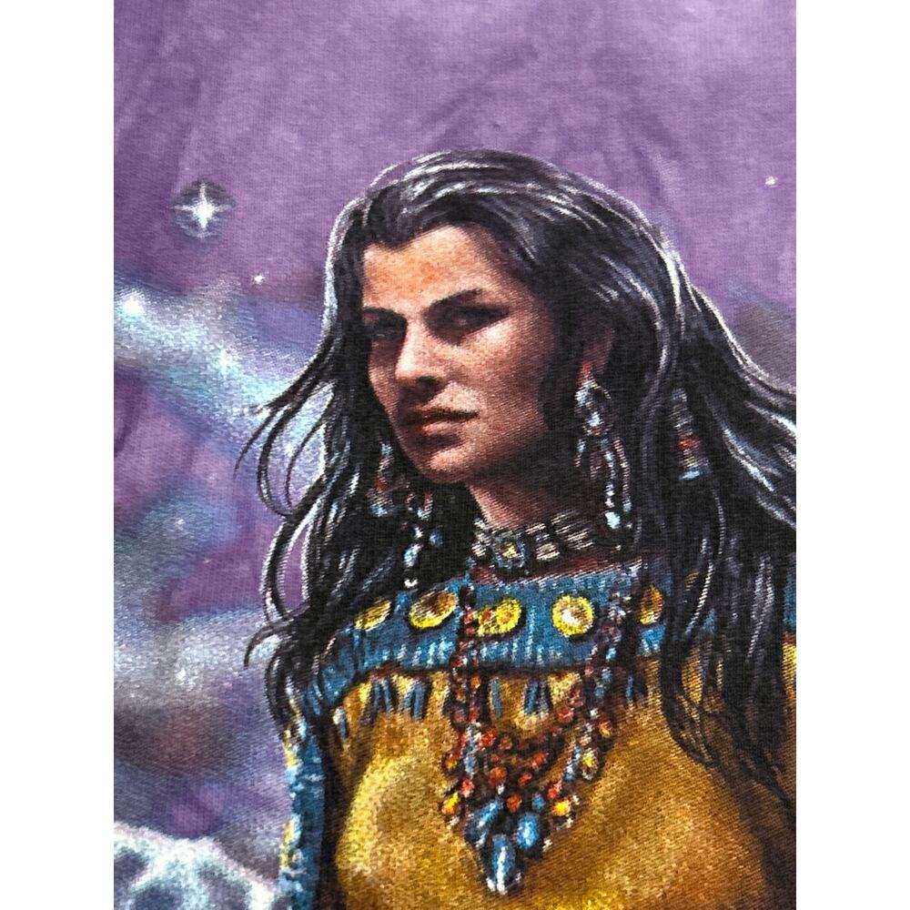 Purple Tie Dye Wildlife Native Girl Eagle Moon Tshirt - Picture 4 of 8